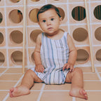 Musselin blau/ weiß gestreift