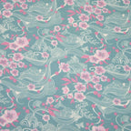 Viskosejersey türkis mit rosa Kirschblüten