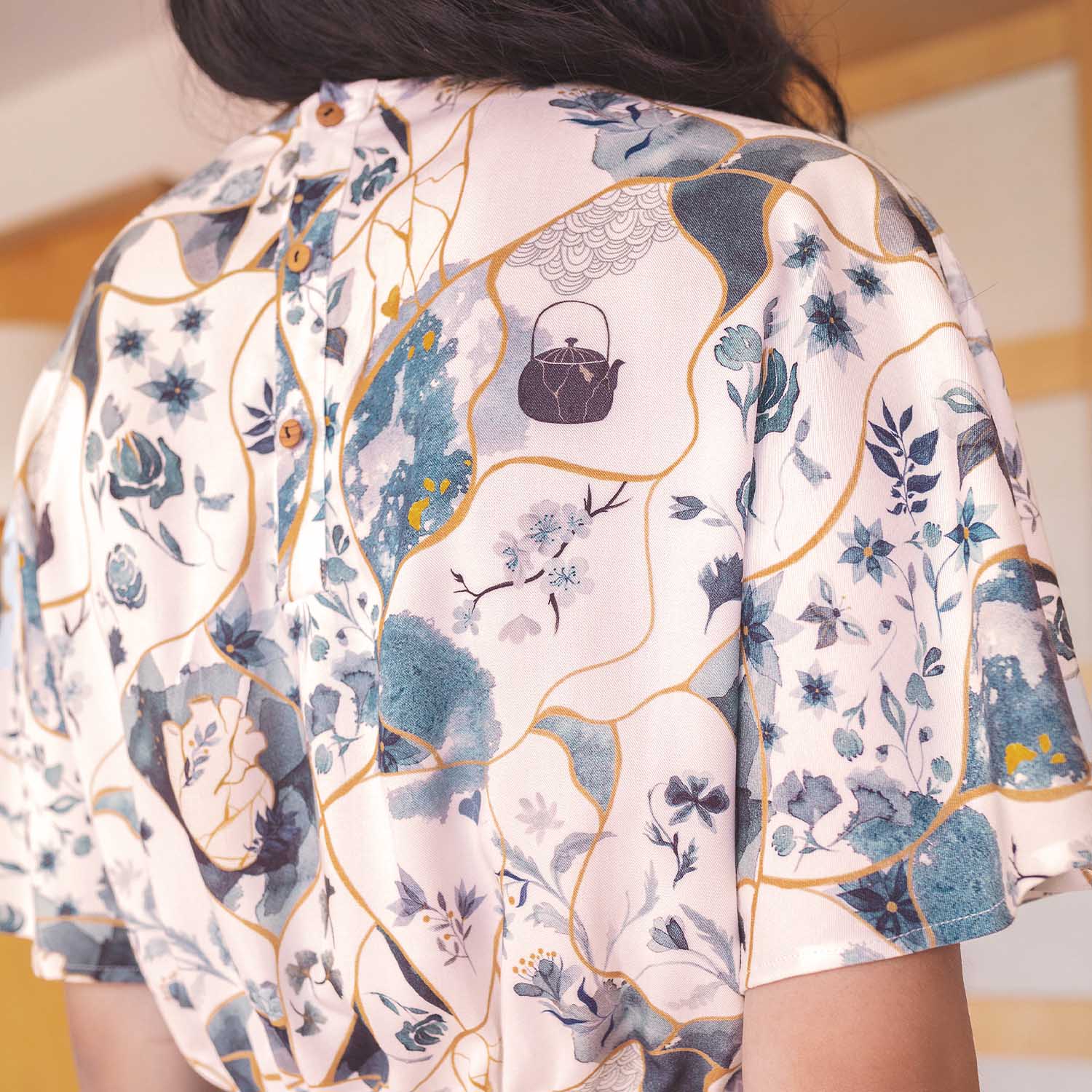 Ecoviskose mit japanischen Motiven (Ecovero)