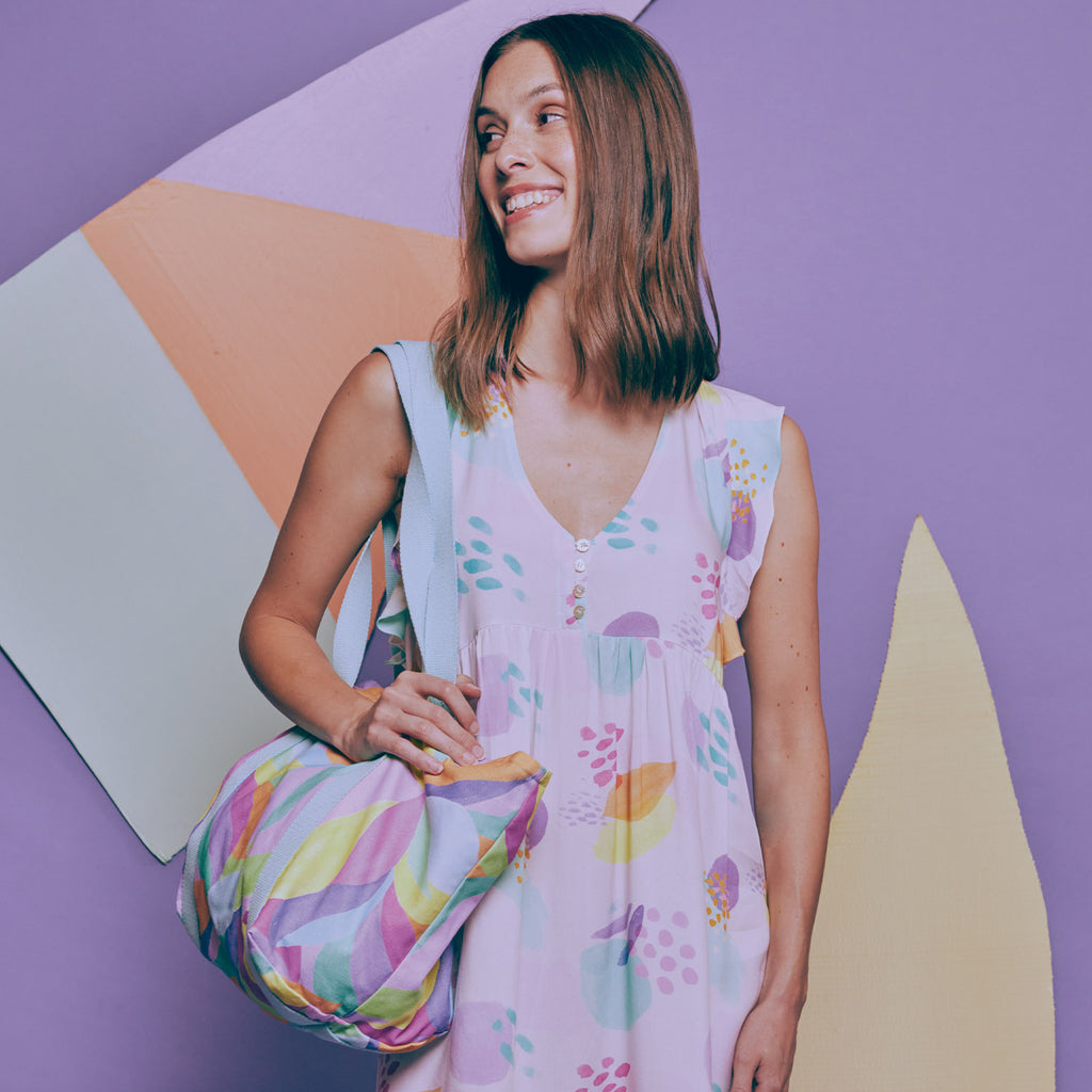 Ecoviskose helllila mit bunt gemusert (Ecovero)