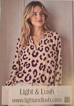 Viskose beige mit Leomuster in Lila