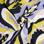 Viskose Rayon Voile weiß/blau/gelb gemustert