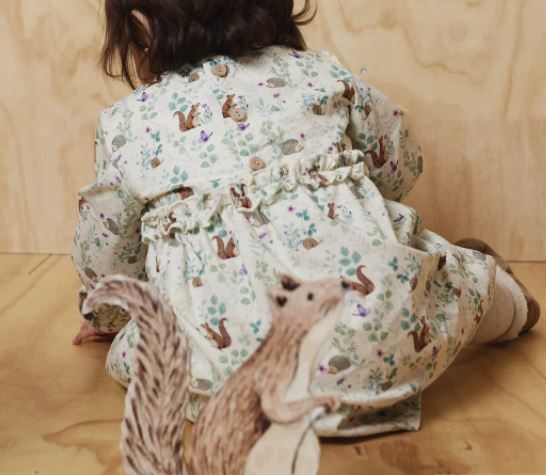 Popeline weiß mit Waldtiermotiven