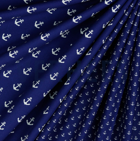 Popeline dunkelblau mit Ankern
