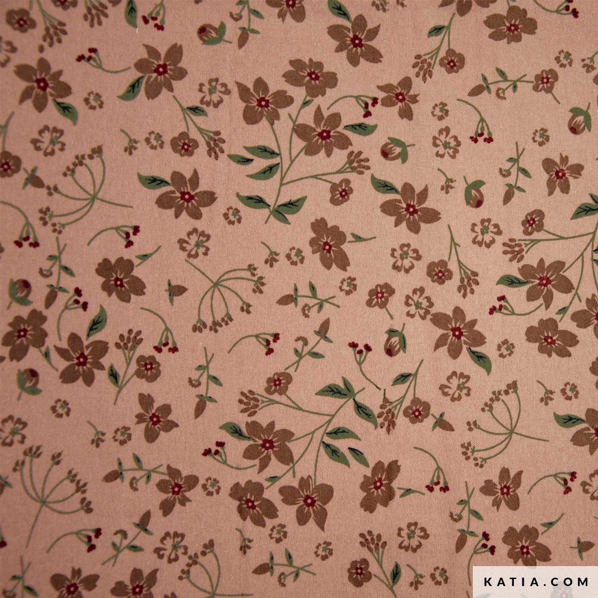 Baumwollflanell braun mit Blumenmuster