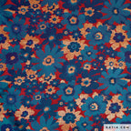 Brokat rot/ blau mit Blumenmuster