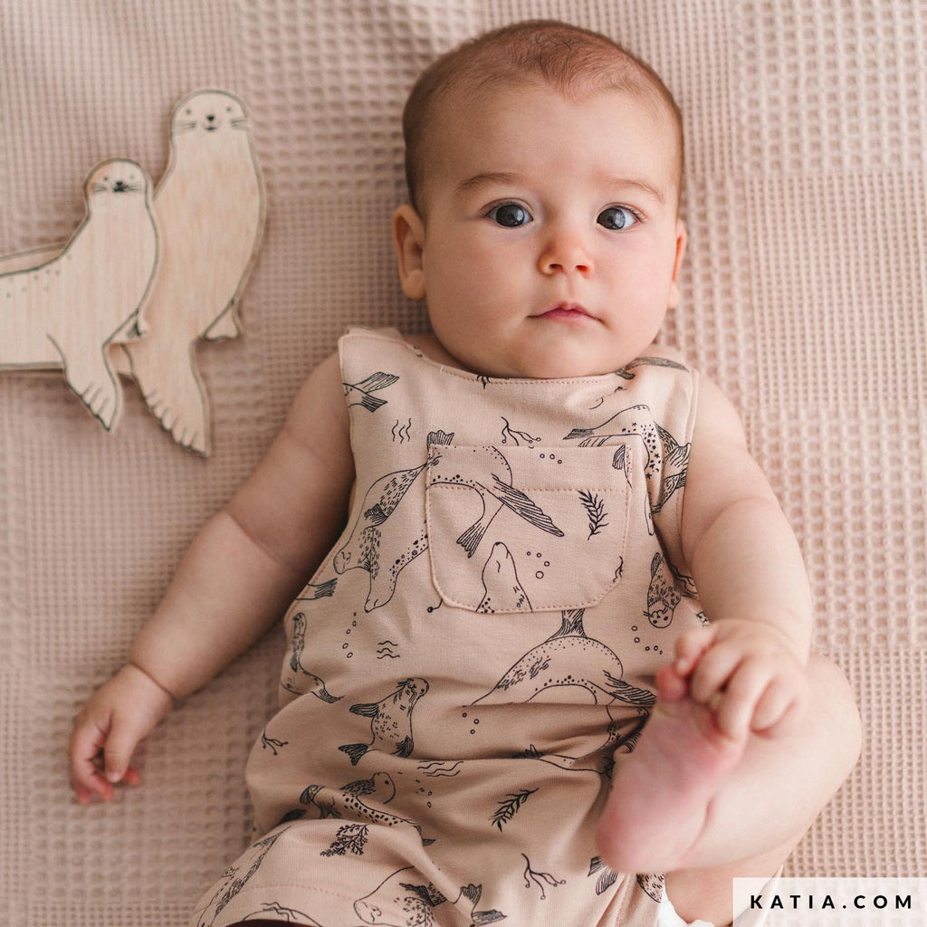 Sommersweat beige mit Seehunden