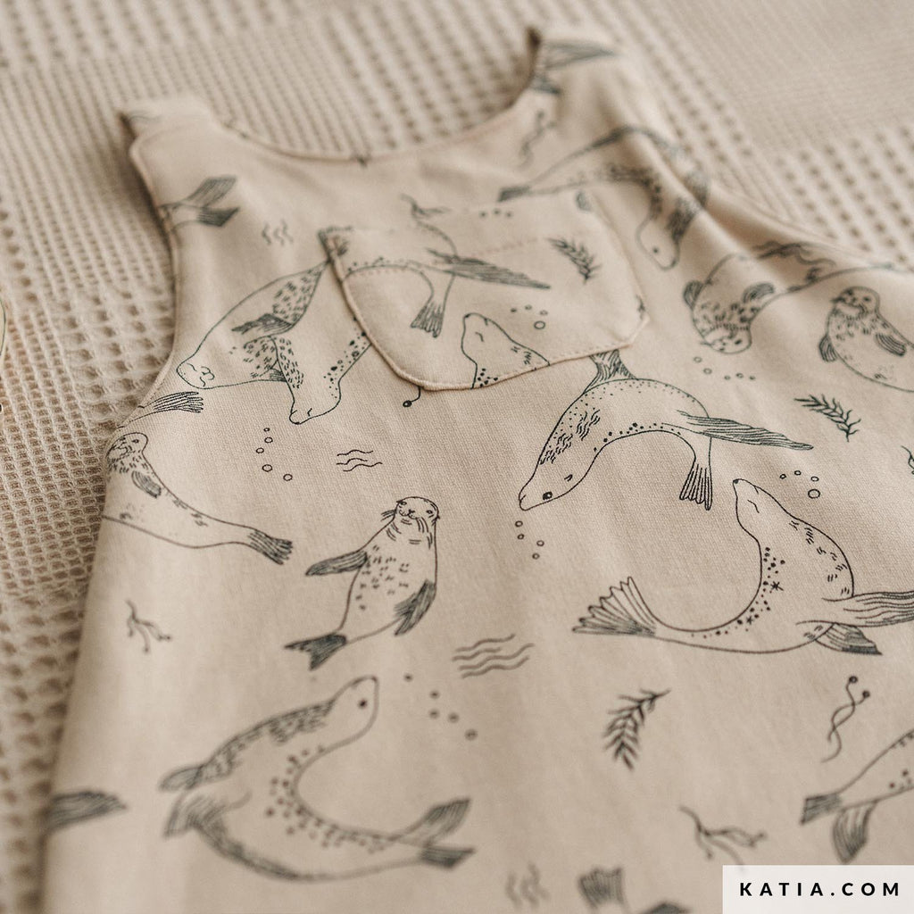 Sommersweat beige mit Seehunden