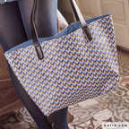 Kunstleder blau-braun mit dreidimensionalem Muster