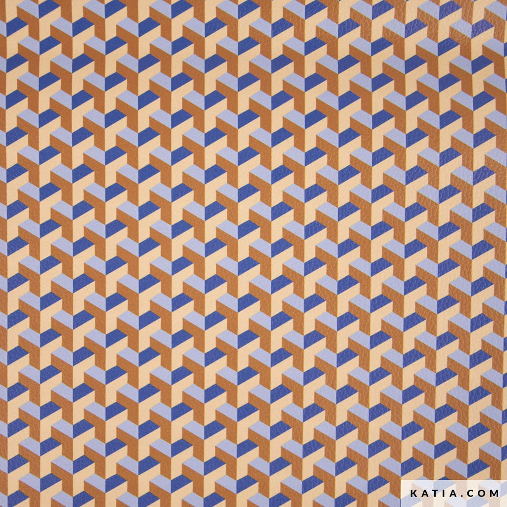 Kunstleder blau-braun mit dreidimensionalem Muster