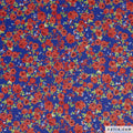 Popeline blau mit roten Blumen