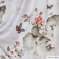 Satin Jacquard beige mit Schmetterlingen