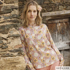 Viskose altrosa mit Blumenmuster