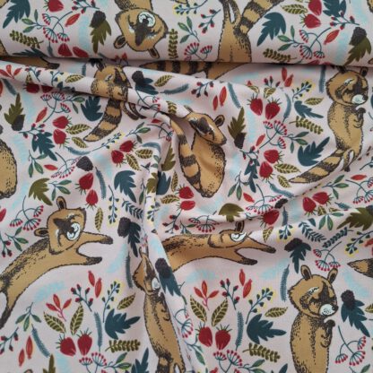 Baumwolljersey rosa mit Waschbären_Produktgalerie 2