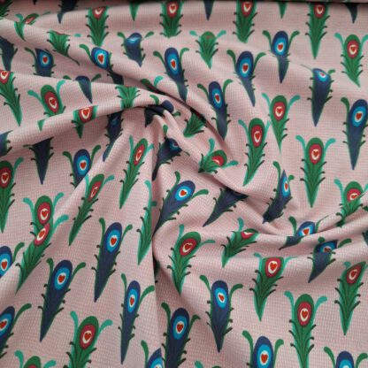 Baumwolljersey rosa mit abstraktem Motiv in blau/grün mit Herzen_Produktgalerie 2