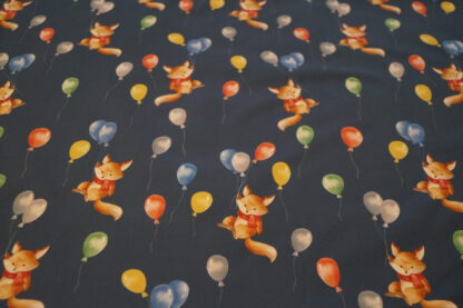 Softshell Druck dunkelblau mit Füchsen und Luftballons