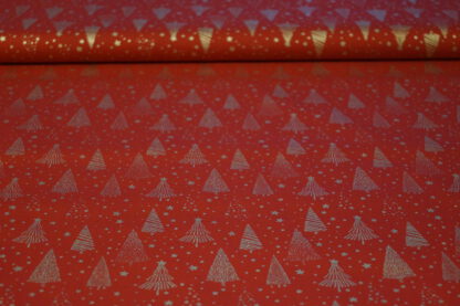 Baumwolle rot mit Tannenbäumen und Sternen in Gold_Produktgalerie 4