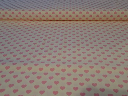 Baumwolle hellgelb mit Herzen rosa_Produktgalerie 1