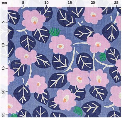 Musselin blau Aloha Blumen_Produktgalerie 2