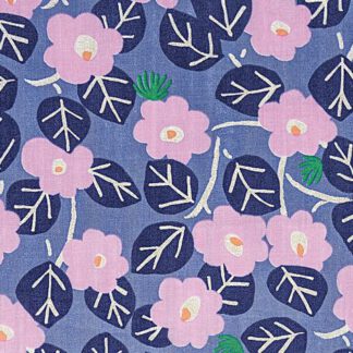 Musselin blau Aloha Blumen_Produktbild