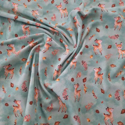 Baumwolljersey türkis mit Rehen_Produktgalerie