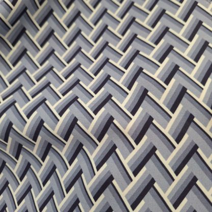 Viskose mit geometrischem Muster in Blautönen – Bild 3
