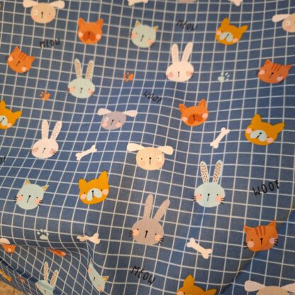 Baumwolle blau kariert mit Tiermotiven_Produktgalerie 4