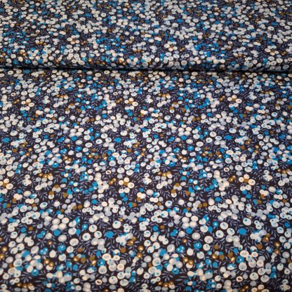Baumwolle dunkelblau mit Blättern und Knospen_Produktgalerie 3