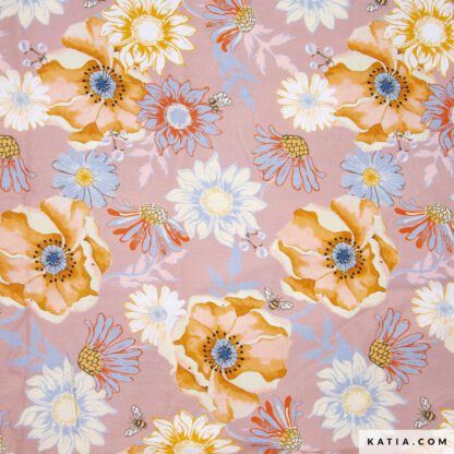Viskose altrosa mit Blumenmuster_Produktbild